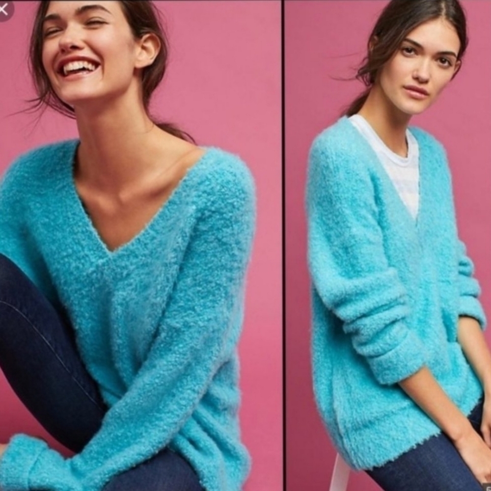 {XS} Sleeping On Snow Aqua Oversized Sweater